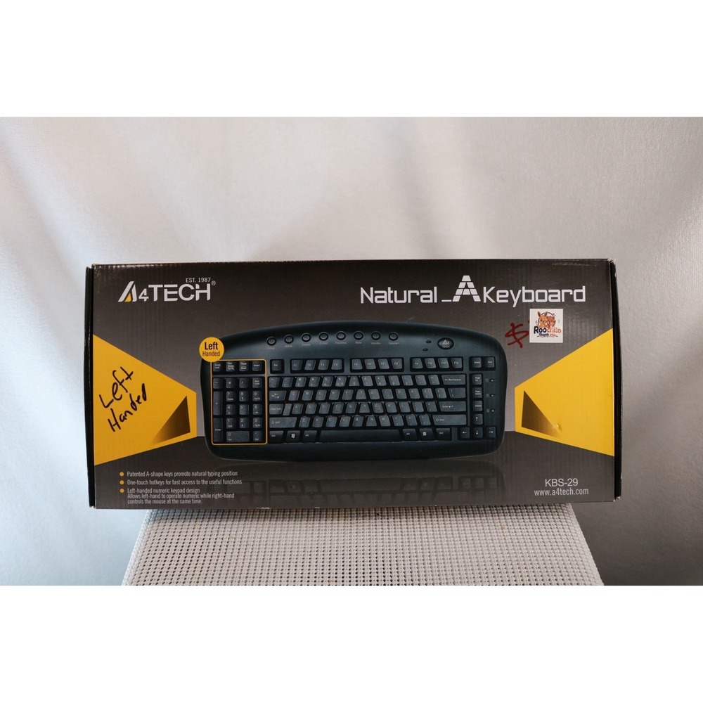 A4Tech Natural A Keyboard Left Handed Numeric Keypad Ergonomic Wired KBS-29